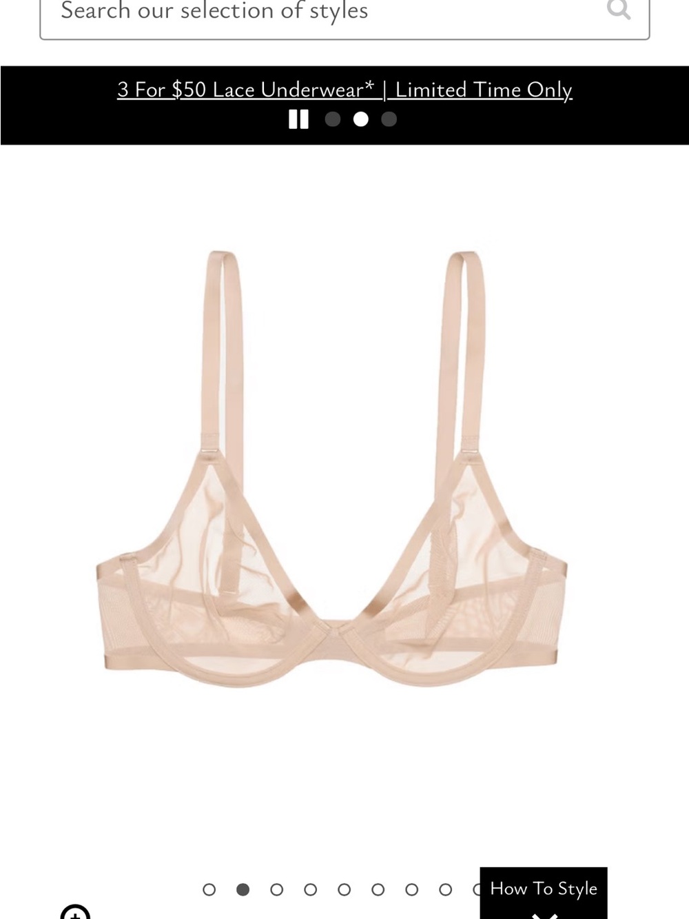 CUUP The Mesh Plunge Bra — Nude Blush 38E